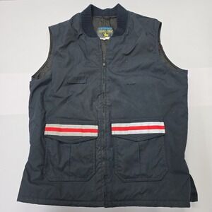 I. Spiewak Golden Fleece Mens Navy Blue Quilted Utility Vest Large Tall USA Made